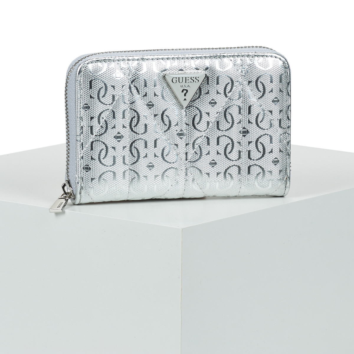 Guess  ALDINA SLG MEDIUM ZIP AROUND  Stříbrná