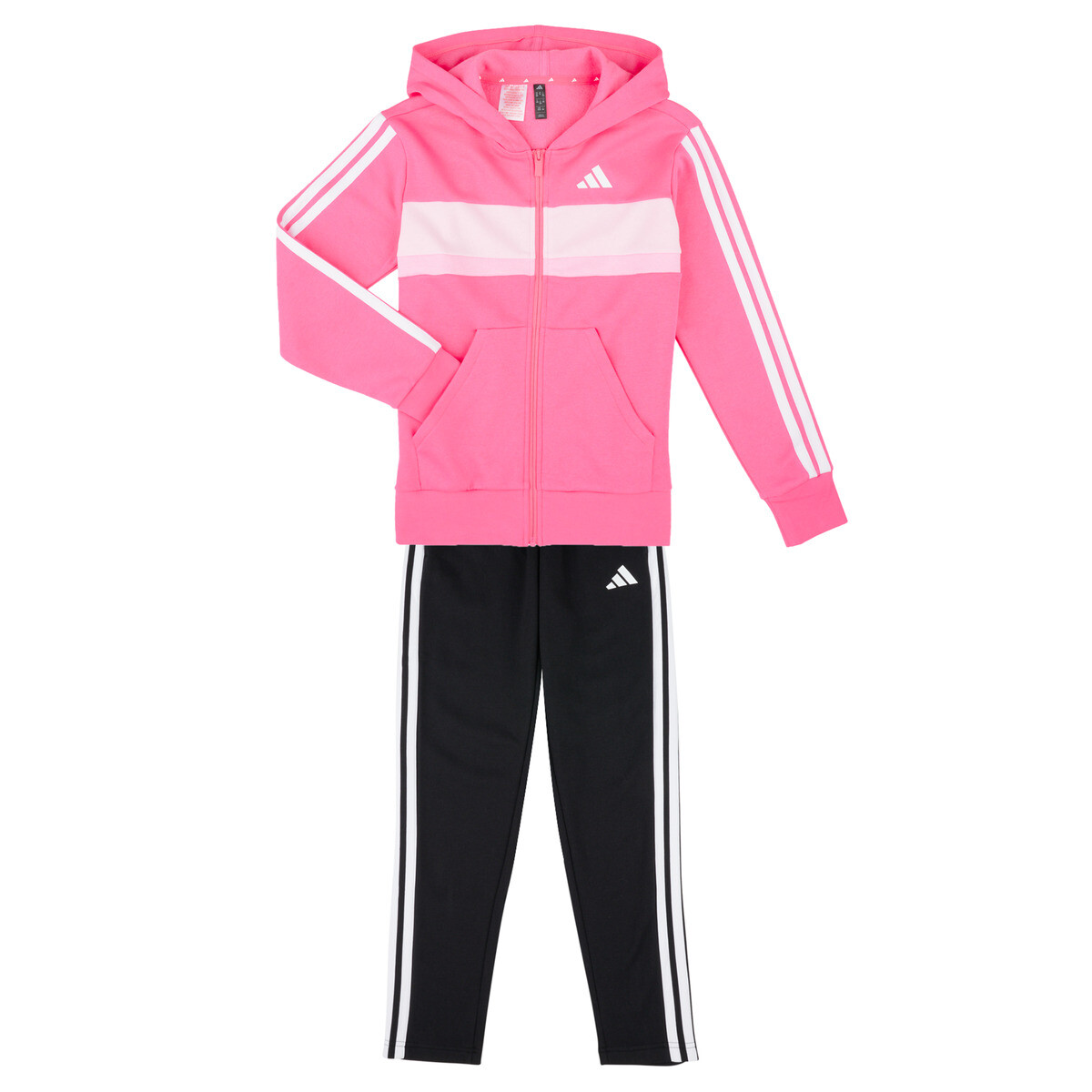 adidas  Seasonal Essentials Tiberio 3-Stripes Fleece Track Suit Kids  Růžová