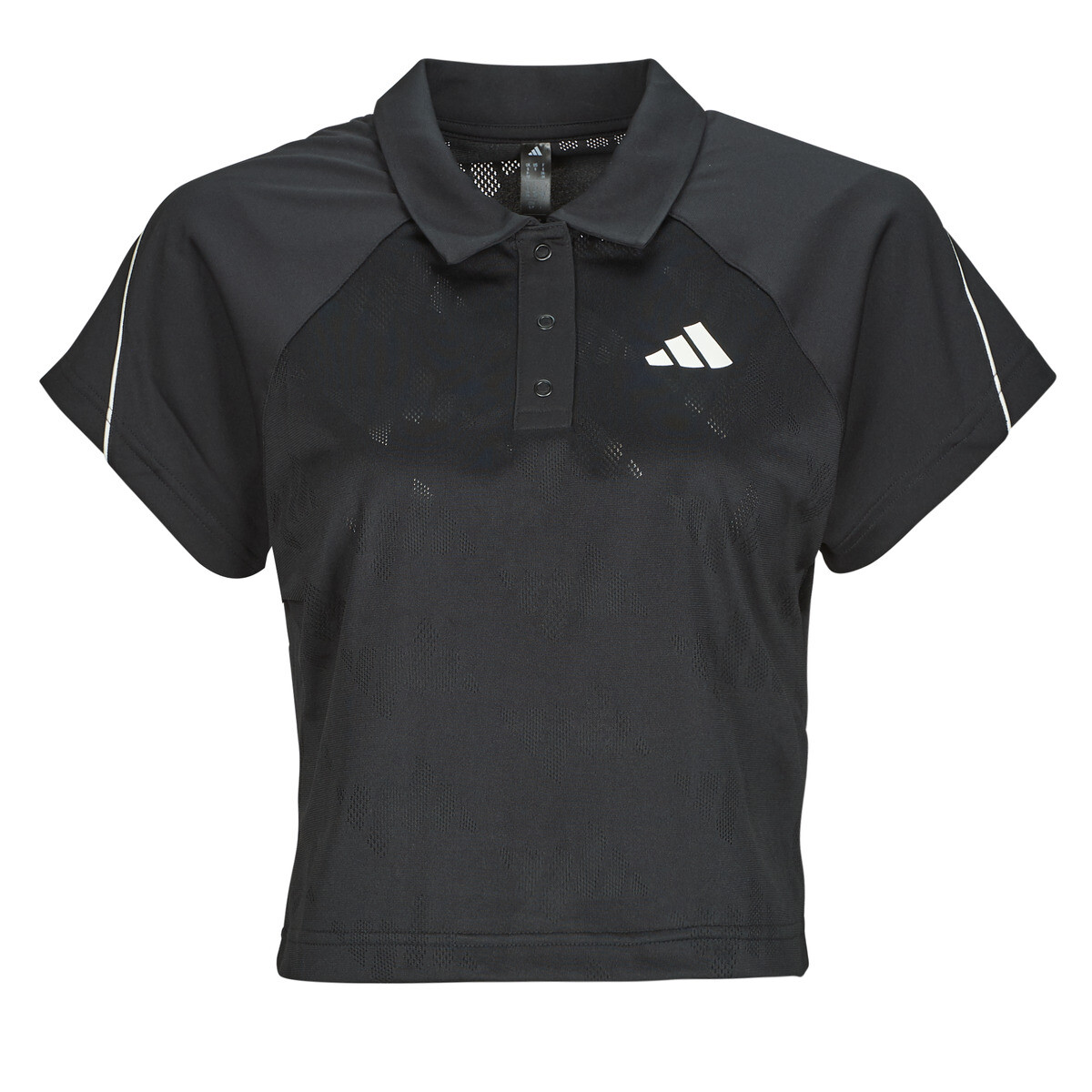 adidas  Stadium 3-Stripes Tennis Inspired Jacquard Polo Shirt T-Shirt  Černá