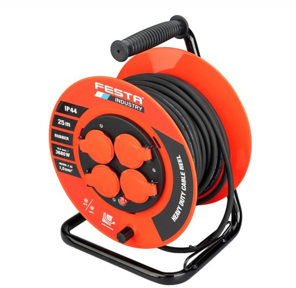 Venkovní prodlužovací kabel na bubnu 25m 3x1,5mm² FESTA INDUSTRY 37750