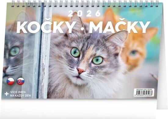 Presco group Stolní kalendář 2026 - Kočky - Mačky CZ/SK - PGS-35348 - Presco group Kočky Kočky