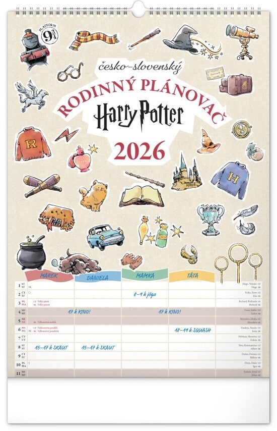 Presco group Rodinný plánovací kalendář 2026 - Harry Potter - PGN-35768-L - Presco group Rodinný Rodinný
