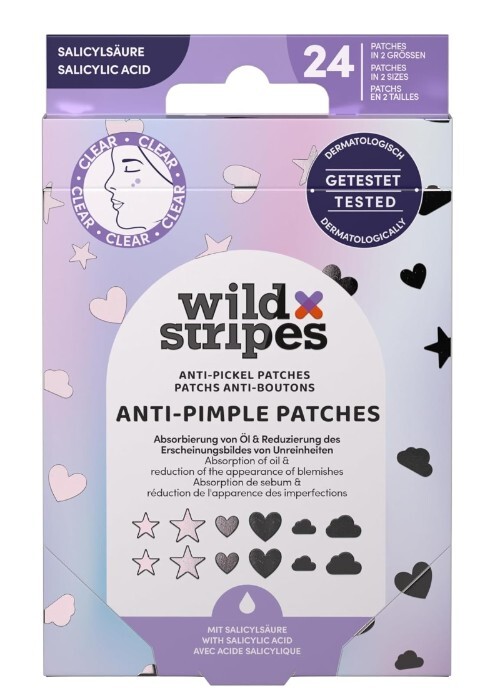 Wild Stripes Hydrokoloidní náplasti na akné s kyselinou salicylovou Holo Clear (Anti-Pimple Patches) 24 ks