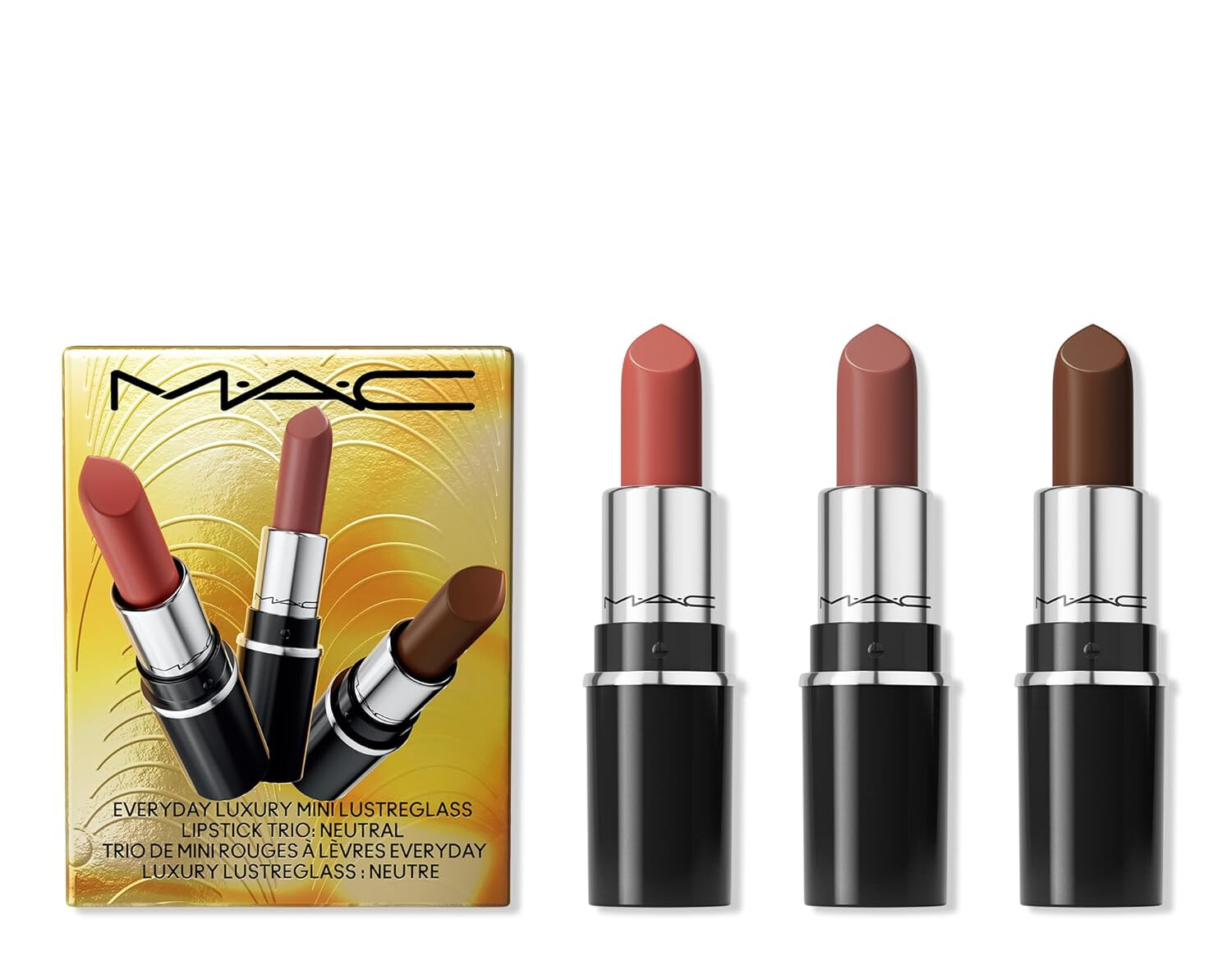 MAC Cosmetics Sada na rty Everyday Luxury Mini Lustreglass Neutral (Lipstick Trio)