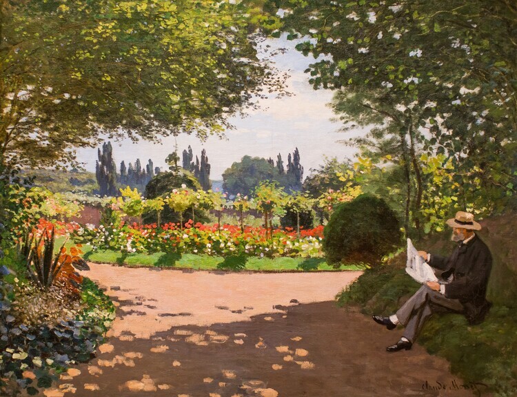 Claude Monet Plakát, Obraz - Adolphe Monet in the Garden of Le Coteau at Sainte-Adresse, Claude Monet, 40 × 30 cm