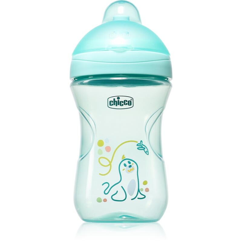 Chicco Advanced Cup Teal tréninkový hrnek s brčkem 12m+ 266 ml