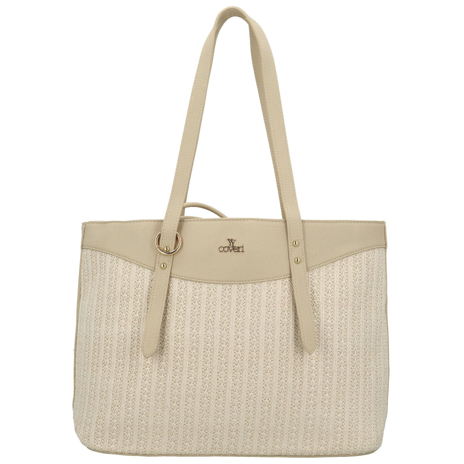 Módní dámská koženková kabelka na rameno Eftimia, světle krémová