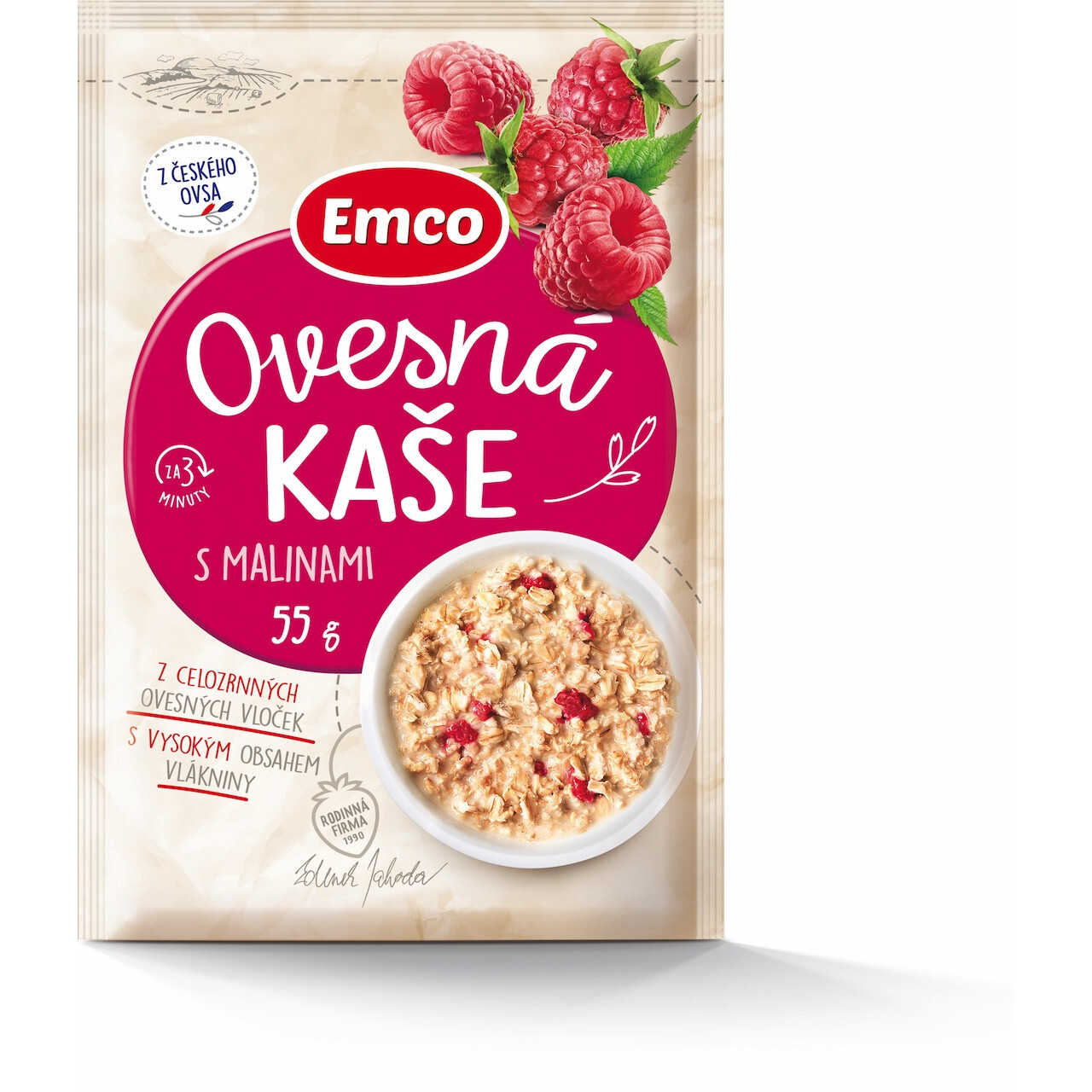 Kaše Emco Ovesná kaše s malinami 55g