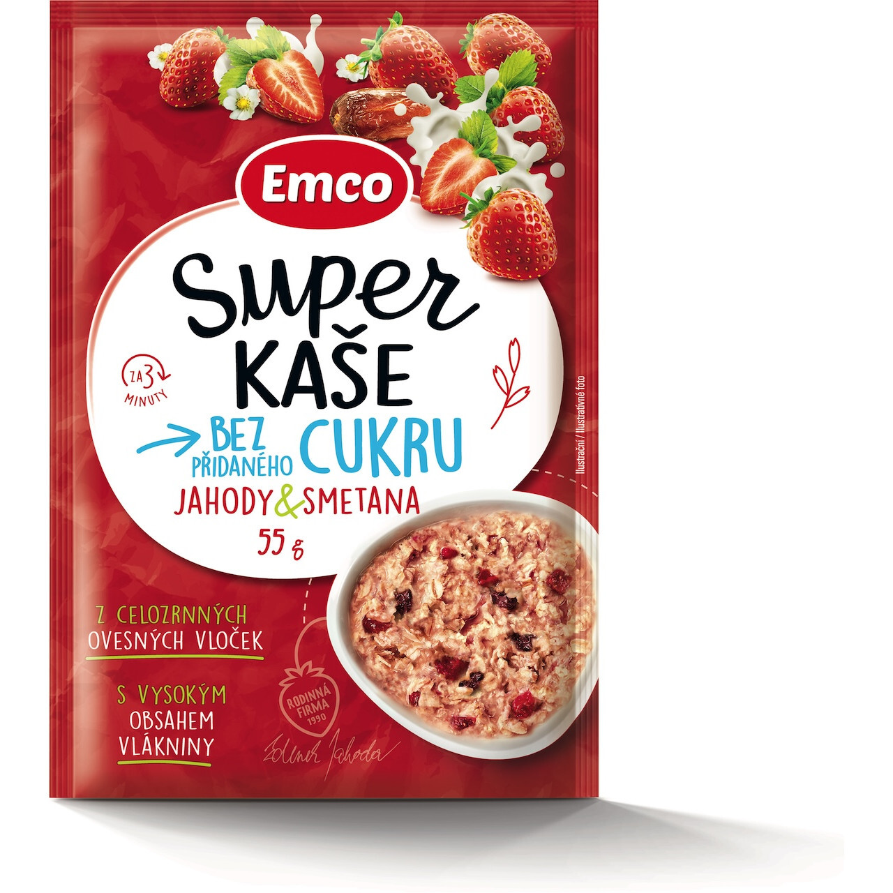 Kaše Emco Super kaše jahody/smetana 55g