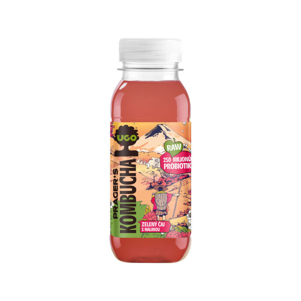 Kombucha zelený čaj s malinou 250 ml UGO