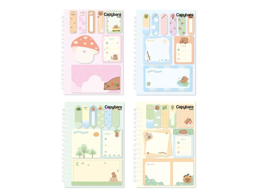 MFP 7501644 Bloček samolepicí capybara se spirálou set 105x145mm 30l+ 50x50mm+35x50mm+87x46mm 20l