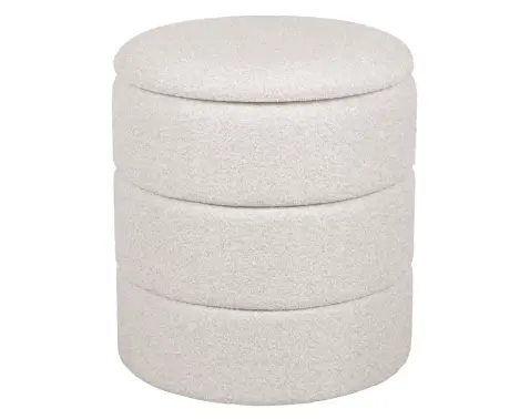 Kulatý taburet s úložným prostorem Picardo, krémovo-béžová látka