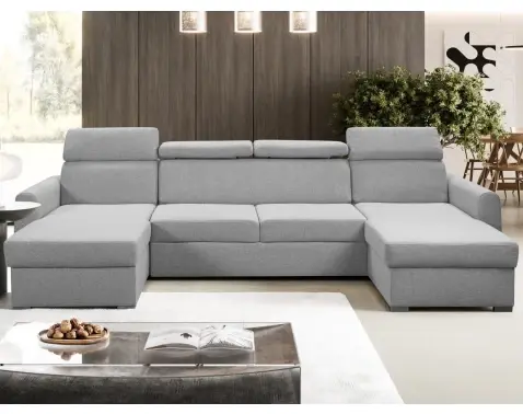 Sedací souprava Mistic, světle šedá látka, tvar U