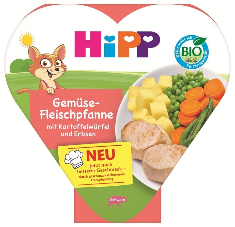 HiPP BIO Zeleninovo-masová smes s nakrájenými brambory a hráškem od 1. roku, 250 g