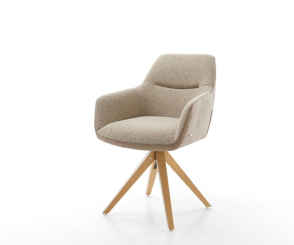 Jídelní židle Pejo-Flex mix materiálů béžová dřevěná podnož hranatá