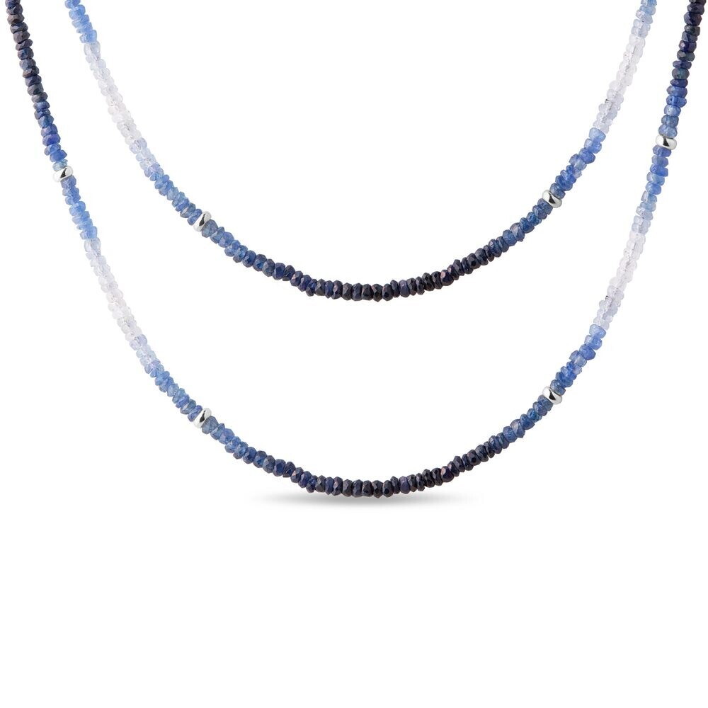 Safírový náhrdelník s komponenty v bílém zlatě KLENOTA