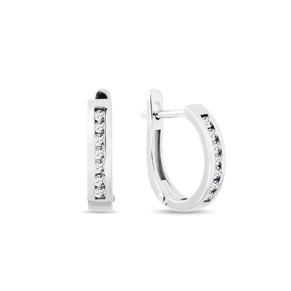 Klasické diamantové náušnice v bílém 14k zlatě KLENOTA