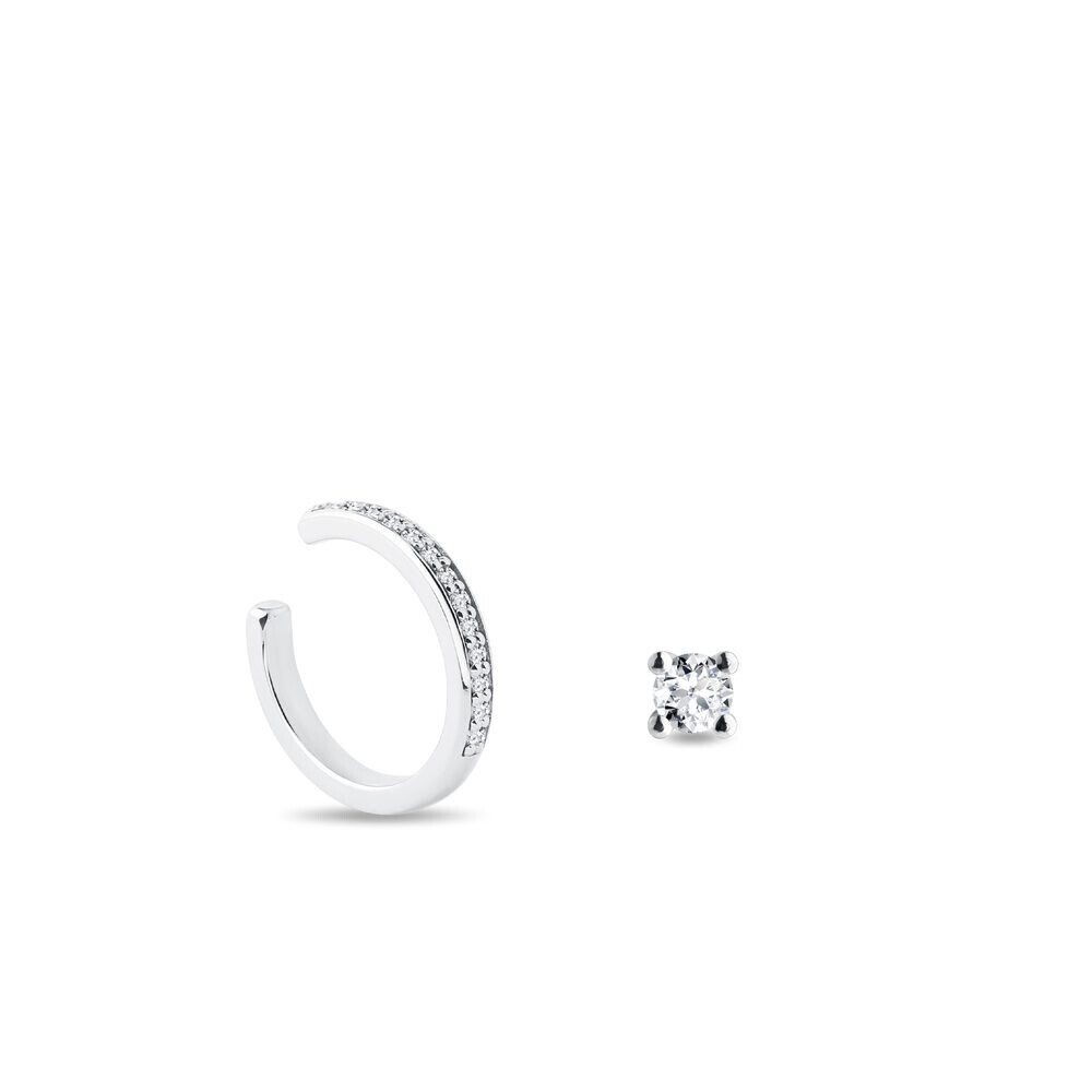 Souprava single náušnic v bílém zlatě KLENOTA