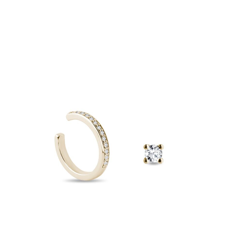 Souprava single náušnic ve žlutém zlatě KLENOTA