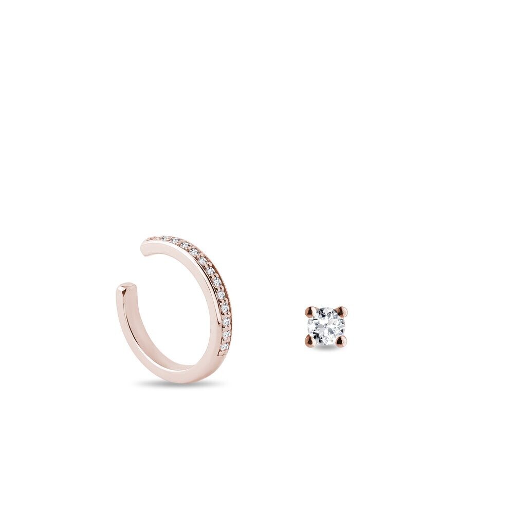 Souprava single náušnic v růžovém zlatě KLENOTA