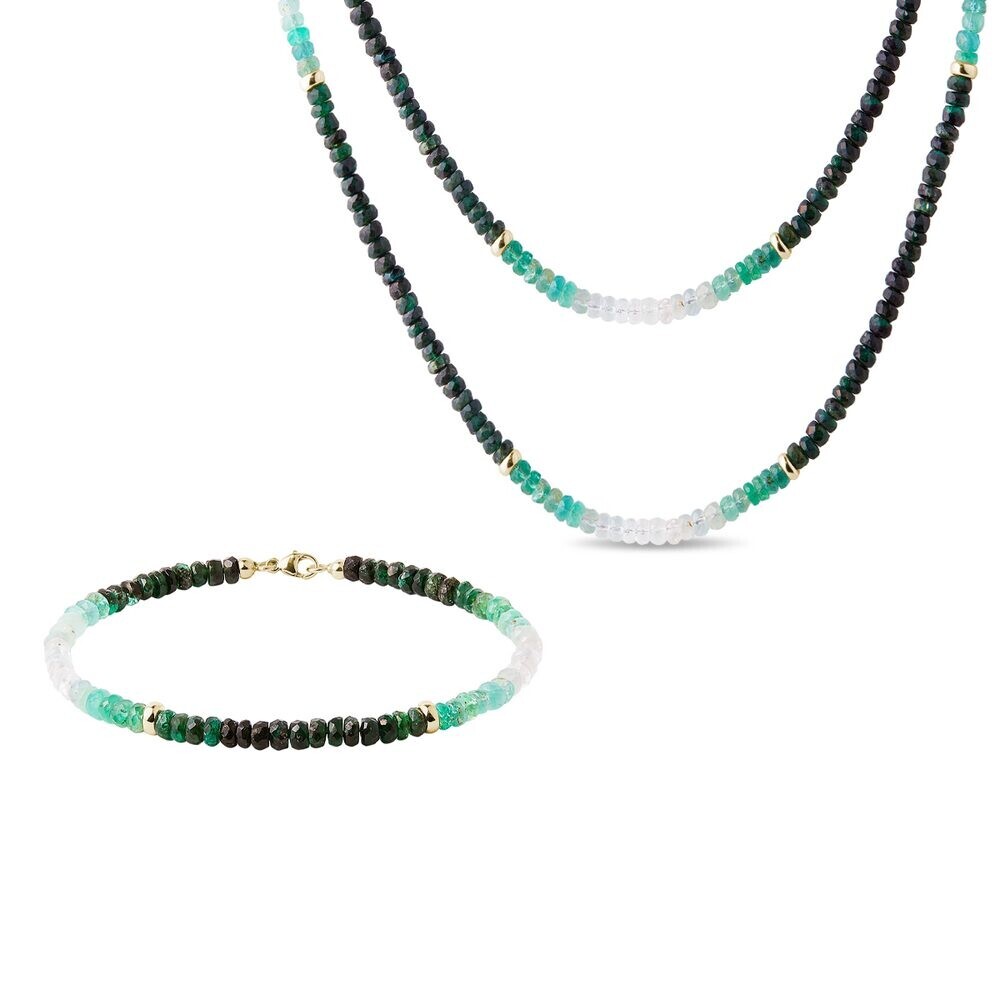 Set ze žlutého zlata se smaragdy KLENOTA