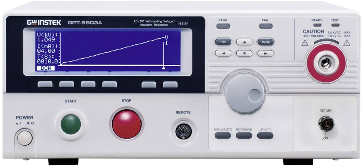 GW Instek GPT-9903A tester izolací, Surge tester 100 V, 250 V, 500 V, 1000 V, 50 GΩ