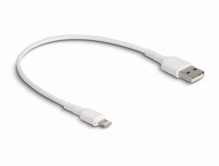 Delock Nabíjecí kabel USB USB 2.0 Apple Lightning konektor, USB-A zástrčka 0.30 m bílá 87866