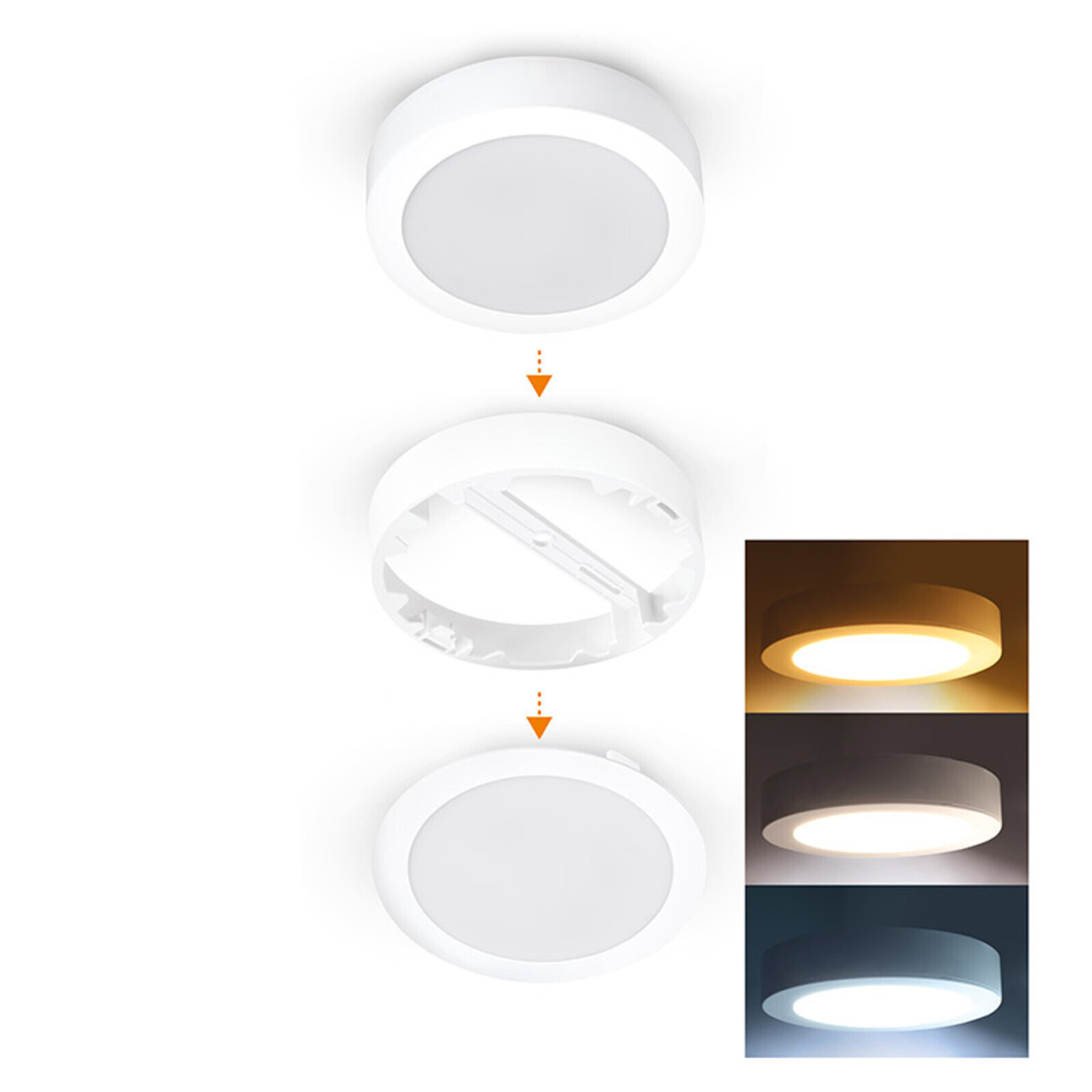 Solight LED mini panel koupelnový 2v1, 3CCT, podhledový/přisazený, 18W, 1530lm, IP54, bílá, kulatý WD242-W