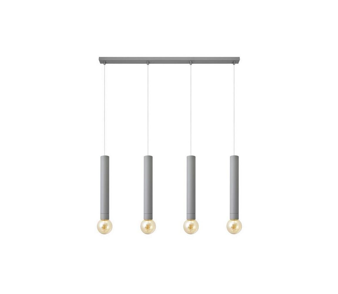 Lustr na lanku TUBA 4xE27/15W/230V šedá