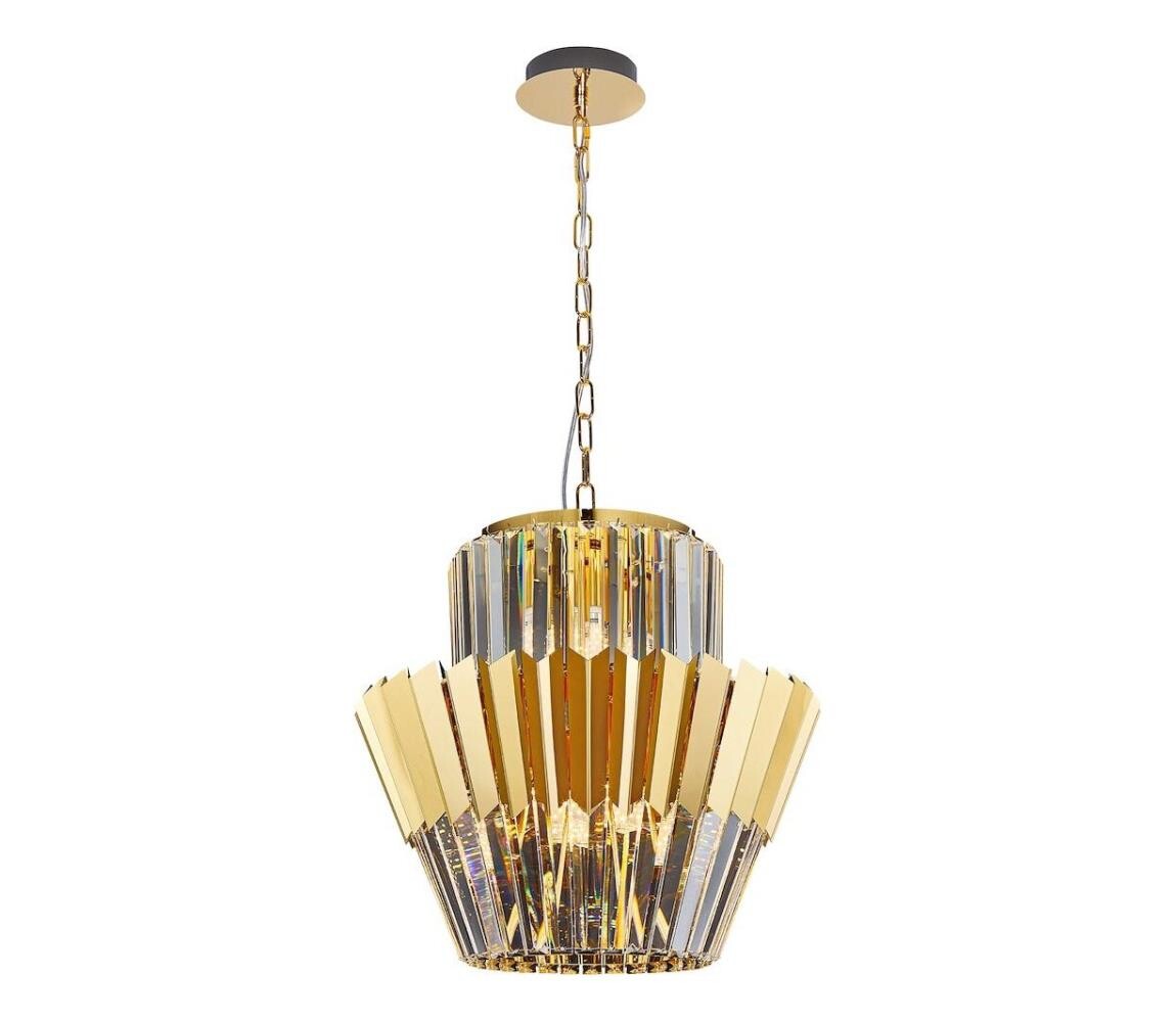 Lustr na řetězu DONNA 9xE14/40W/230V pr. 45 cm zlatá