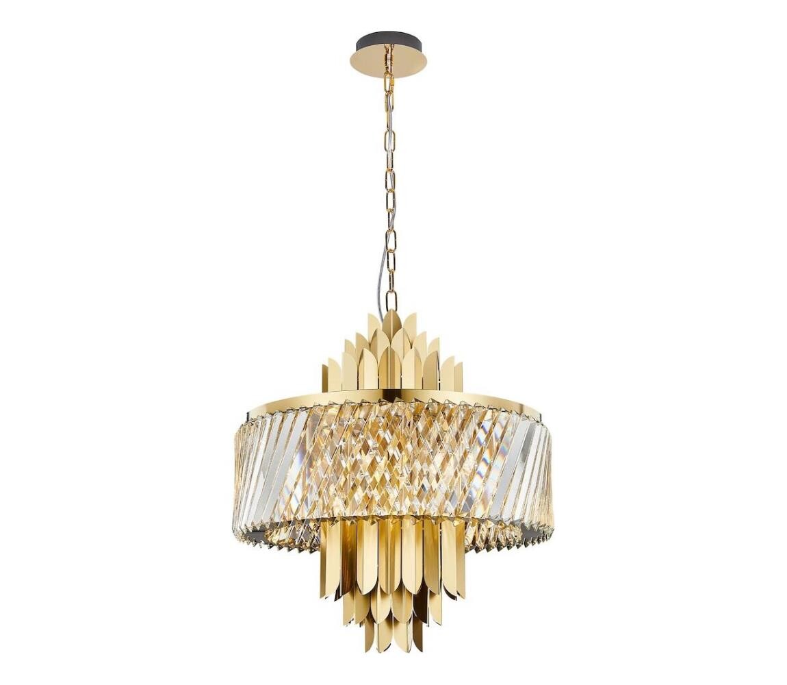 Lustr na řetězu MARGOT 9xE14/40W/230V pr. 55 cm zlatá