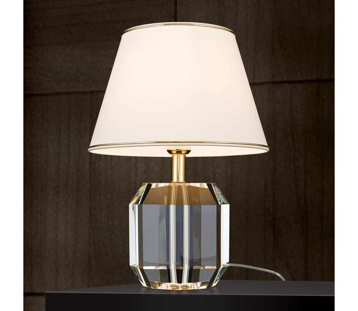 Orion Orion LA 4-1208-Křišťálová stolní lampa ALEXIS 1xE27/60W/230V krémová/zlatá/čirá