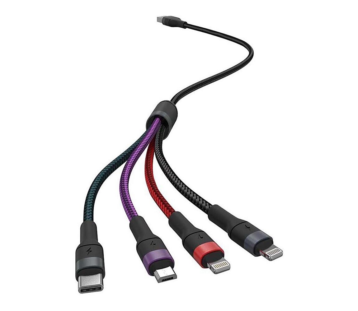 USB kabel USB-A / USB Lightning  / MicroUSB / USB-C 1,2m multicolor