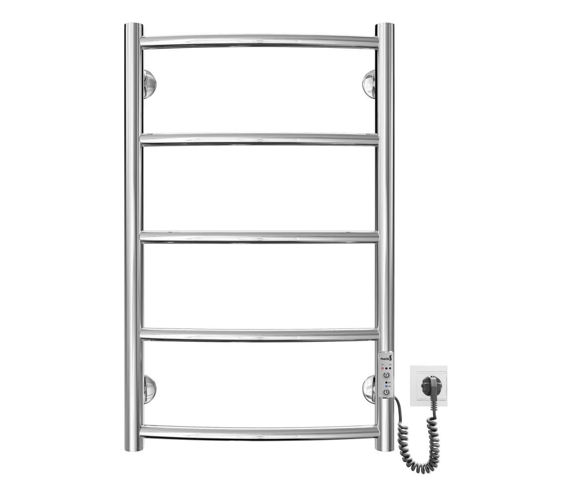 Mario-Radiators Koupelnový žebříkový radiátor CLASSIC 60W/230V 66x43 cm nerez/lesklý chrom pravá