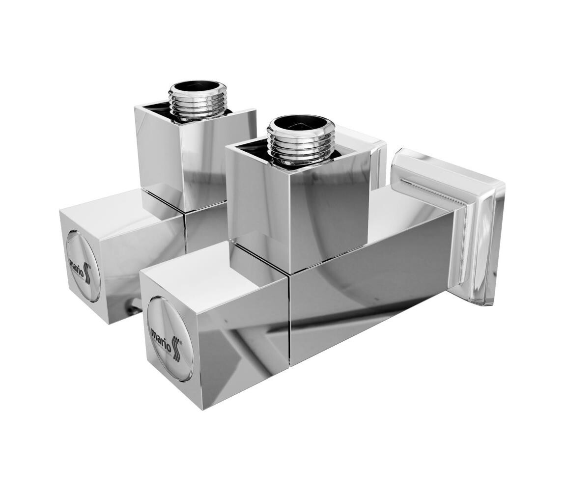 Mario-Radiators Regulační rohový l hranatý 2 ks lesklý chrom