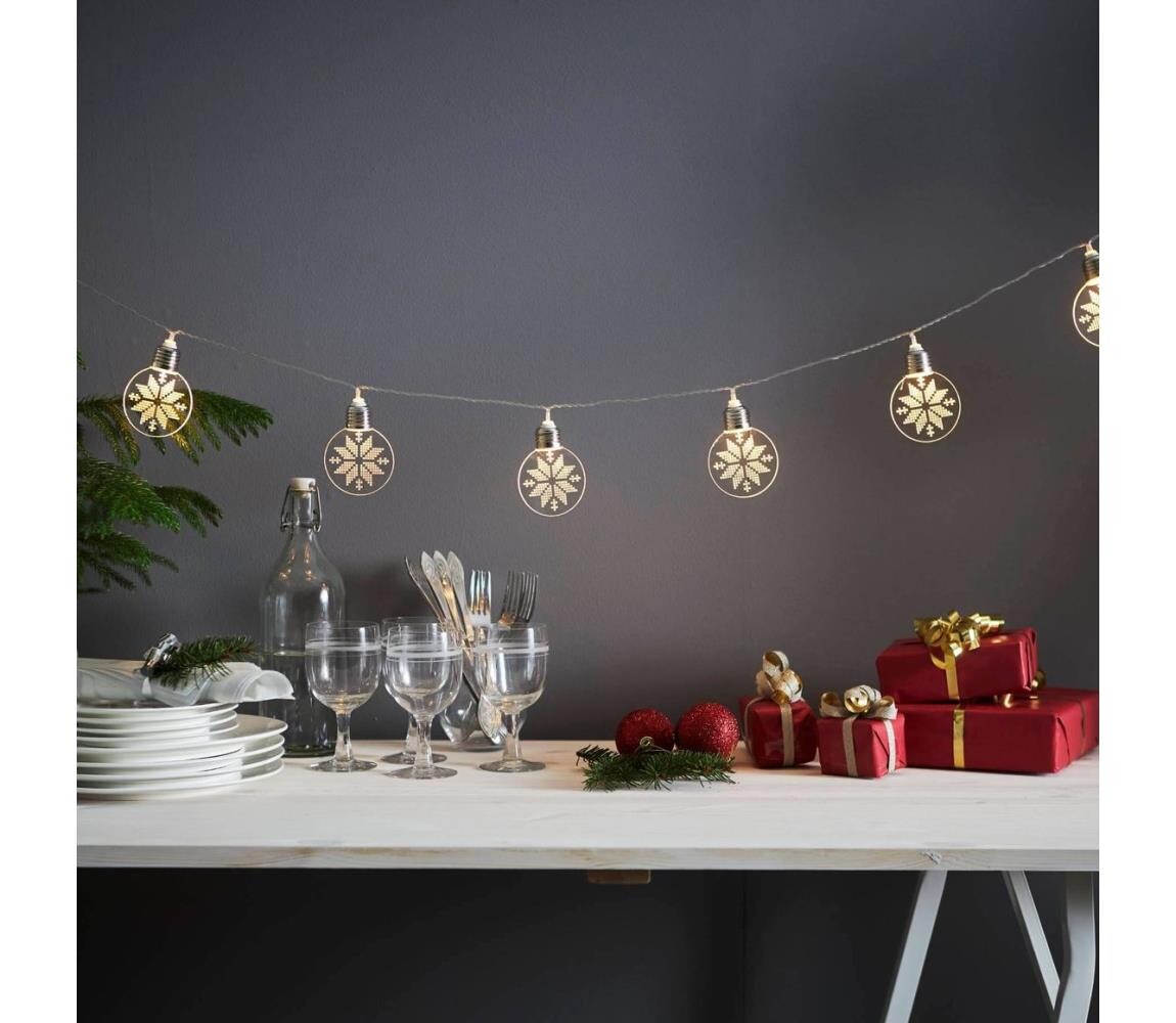 Eglo Eglo 411112 - LED Vánoční řetěz ORNAMENT 10xLED/3xAA 2,4m teplá bílá