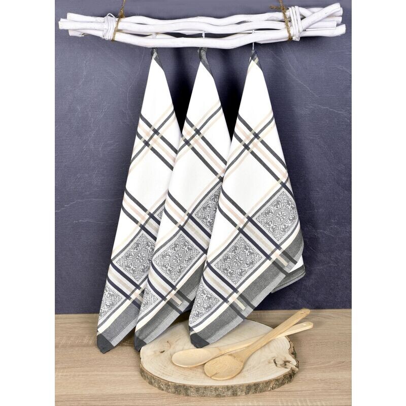 Luxusní kuchyňské utěrky, SOLE GREY Egyptská bavlna set 3 ks