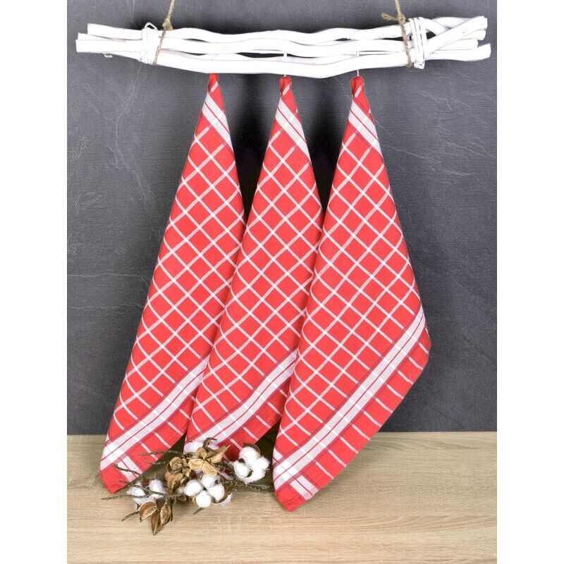 Luxusní kuchyňské utěrky, DOLCE RED egyptská bavlna set 3 ks