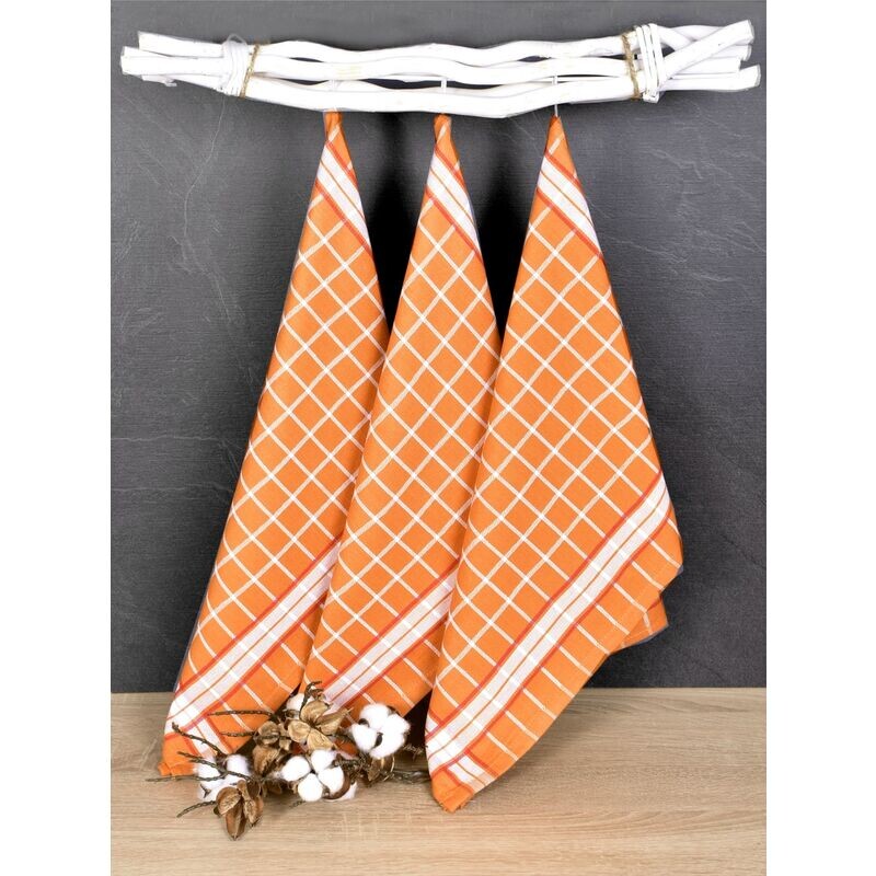Luxusní kuchyňské utěrky, PERLA ORANGE egyptská bavlna set 3 ks