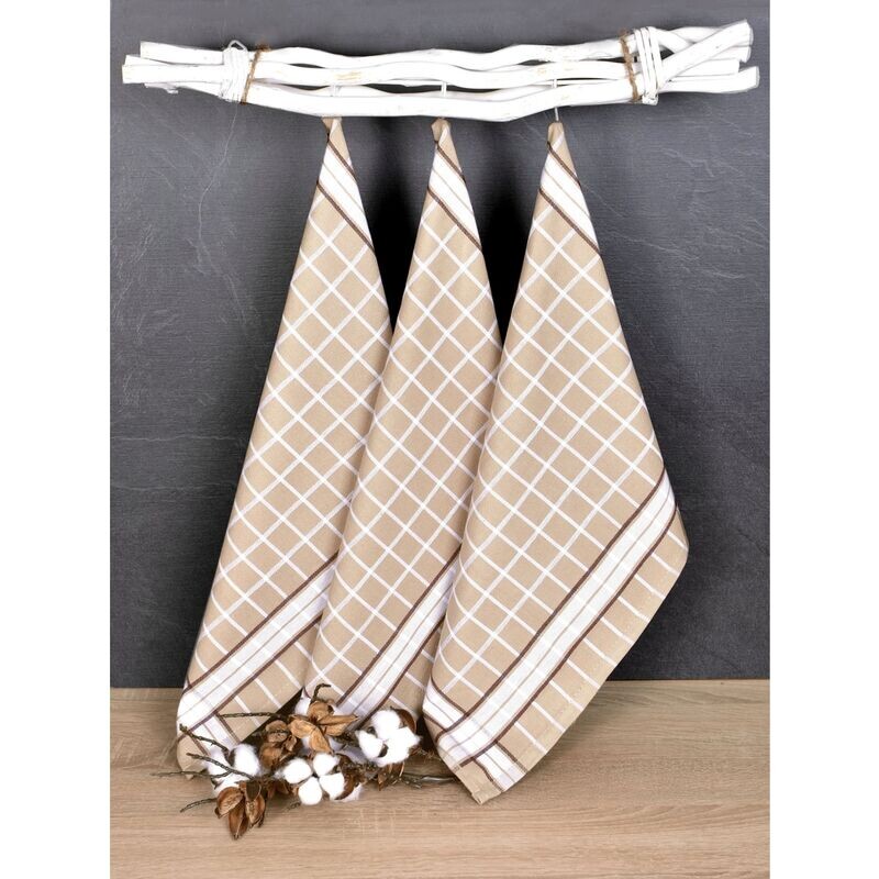 Luxusní kuchyňské utěrky, PERLA BEIGE egyptská bavlna set 3 ks