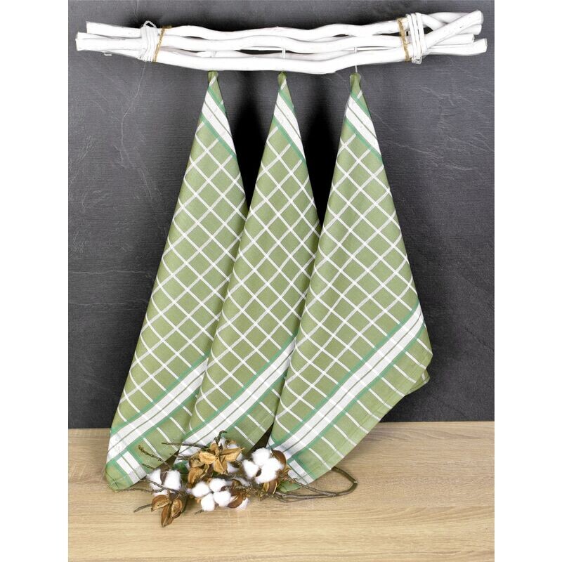 Luxusní kuchyňské utěrky, PERLA GREEN egyptská bavlna set 3 ks