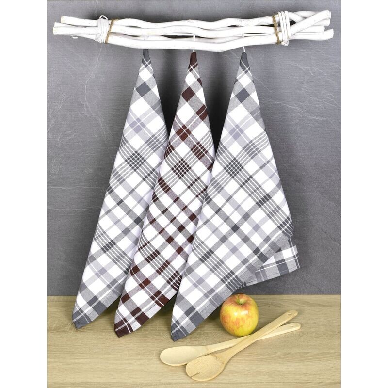 Luxusní kuchyňské utěrky, BELLA GREY MIX egyptská bavlna set 3 ks