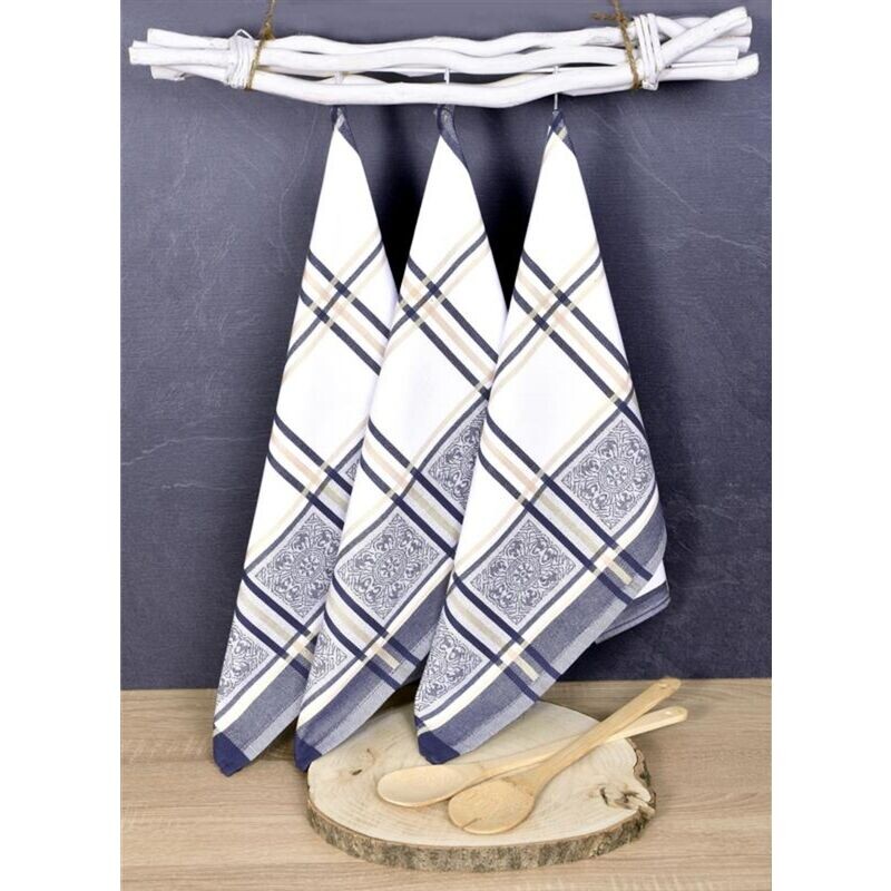 Luxusní kuchyňské utěrky, SOLE BLUE egyptská bavlna set 3 ks