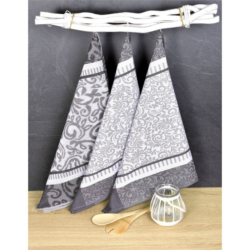 Luxusní kuchyňské utěrky, ORNAMENT egyptská bavlna set 2+1 FROTÉ