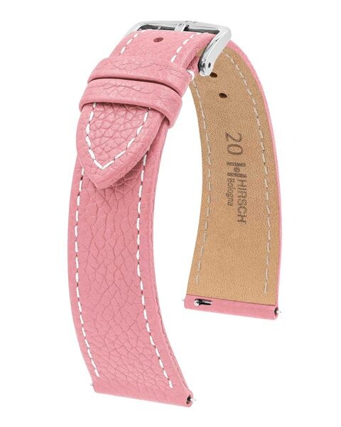 Řemínek Hirsch Bologna - růžový - 18 mm - M – Střední délka - 16 mm - Stříbrná