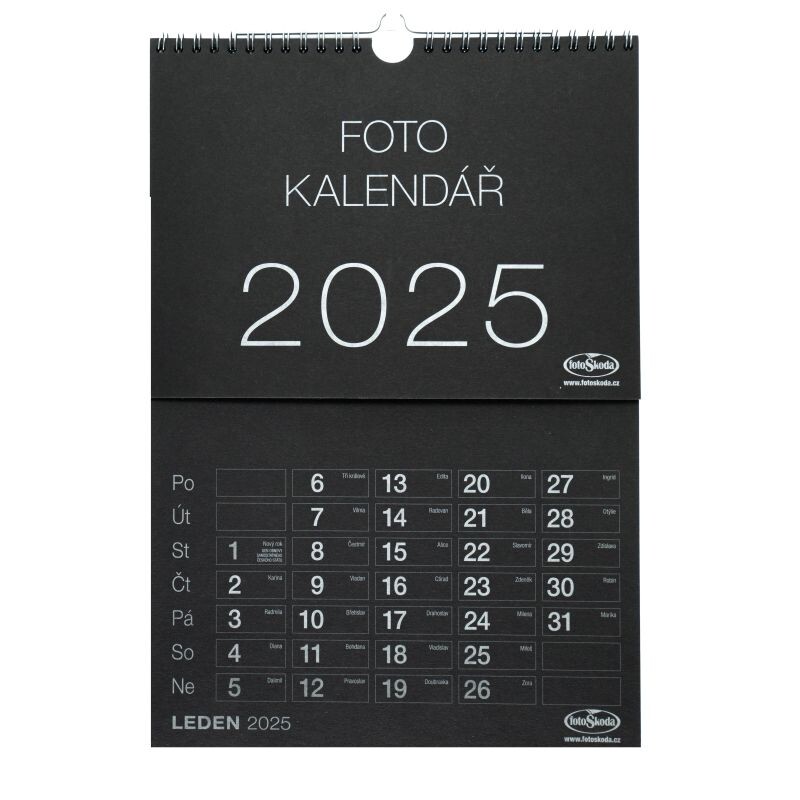 Kalendář na vlastní foto NÁSTĚNNÝ VELKÝ 2026 černý