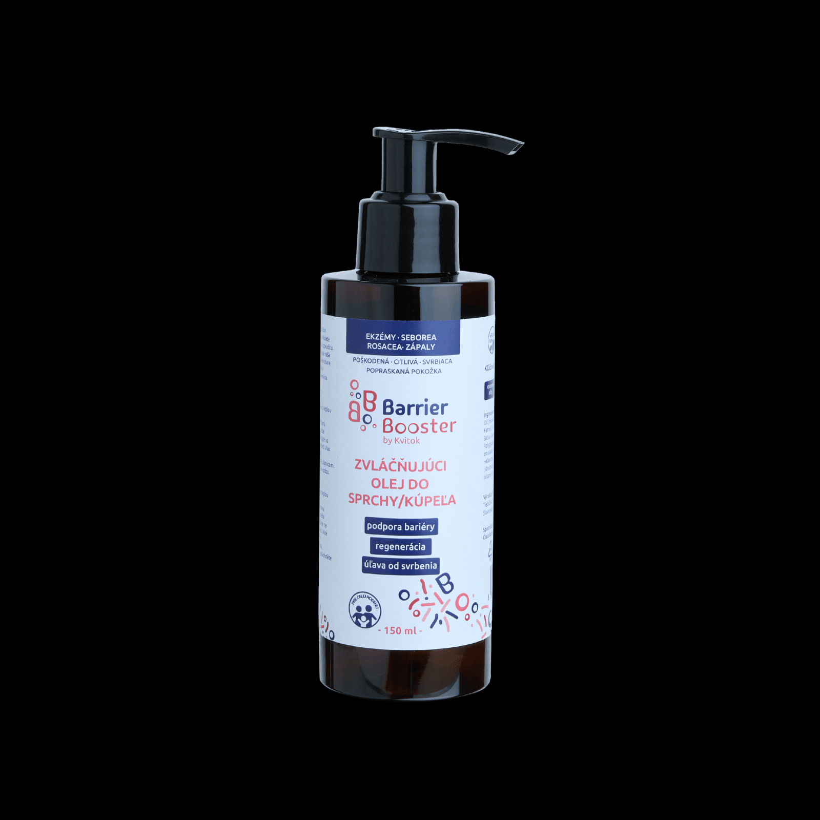 Kvitok Barrier Booster Zvláčňující olej do sprchy a koupele (150 ml) - pro hedvábně jemnou pokožku