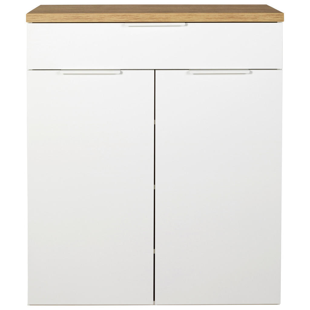 Carryhome BOTNÍK, dub artisan, vysoce lesklá bílá, 82,3/102/35,2 cm