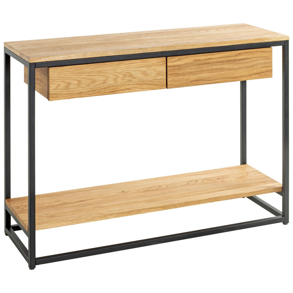 XXXL KONZOLOVÝ STOLEK, černá, barvy dubu, dřevo, kov, 100/35/75 cm