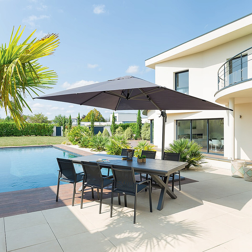 DEOKORK Slunečník výkyvný ULTIMA 4x3 m (různé barvy) tmavě modrá